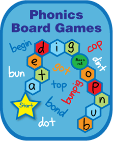 Four great Phonics Board Games. Lots of fun & learning!
